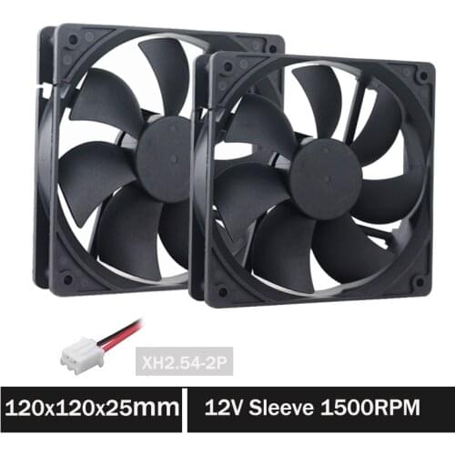 5 Pieces Computer PC Low Noise 12V 120x120x25mm 120mm Brushless DC Fan 2Pin Cooling Fan