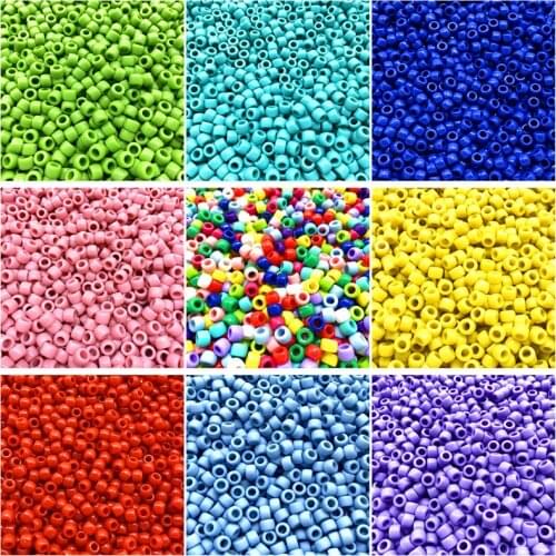 50Pcs 6x8mm Round Big Hole Plastic Beads Spacer Loose Beads for Jewelry Making DIY Handmade Bracelet Accessories
