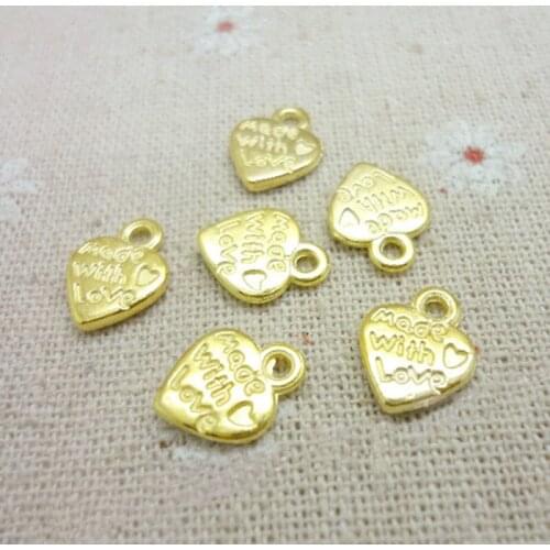 50PCS/Pack Retro Alloy DIY Jewelry Accessories Printed Made With Love Pendant Sewing Craft Clothing Bags Shoes Decoration