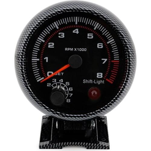 80mm Racing Car 0-8000 RPM Blue LED Adjustable Tachometer RPM Gauge Shift Light 4 6 8 Cylinder