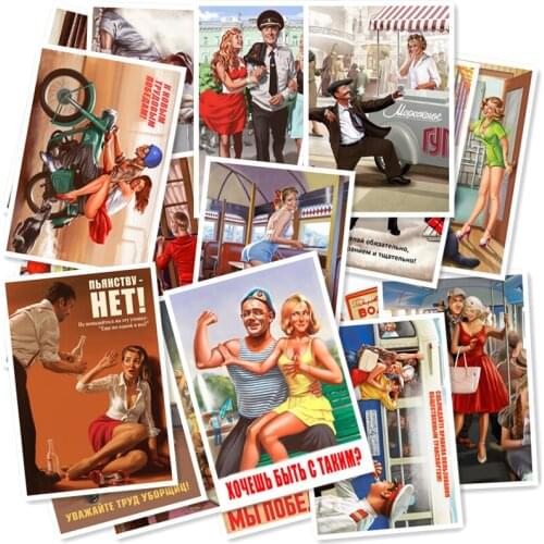 A1-39# Soviet Girls in World War II 20/pcs PVC Series Sticker Home Decor Fridge Styling Wall Travel Suitcase Graffiti Styling