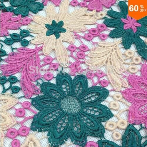 PQYY15 african guipure lace 3 color water soluble chemical lace hollow out fabric for patchwork patchwork fabric cotton