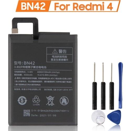 XiaoMi Original Battery BN42 For Xiaomi Redmi 4 Hongmi4 Redrice Standard configuration Authentic Phone Battery 4000mAh