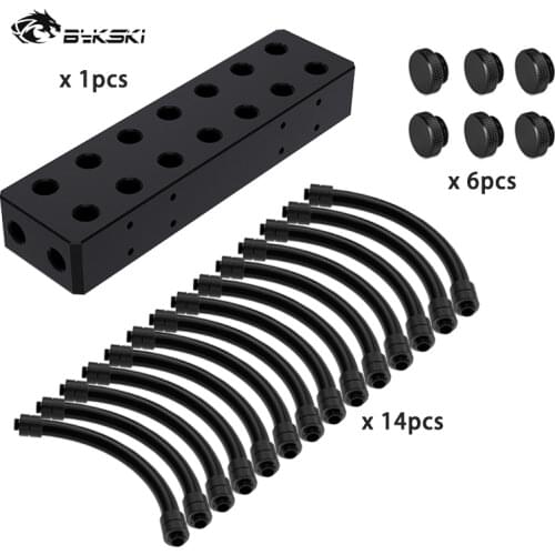 BYKSKI GPU Terminal Block for Graphics Card Water Cooling Server Block Bridge with High Temperature Resistant Anti-folding Hose