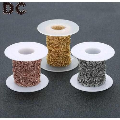 DC 10yards/roll 1.5/2/3mm Width Gold Color Stainless Steel Chain Cross Link Chains for Necklaces Bracelets DIY Jewelry Finding
