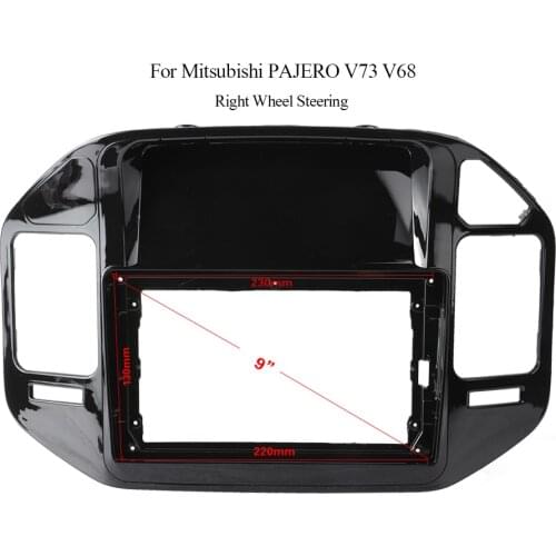 Double Din Black ABS Trim Fascia Frame For Mitsubishi PAJERO V73 V68 Refit Car Android 9"Radio Navigation DVD Mounting Dashboard