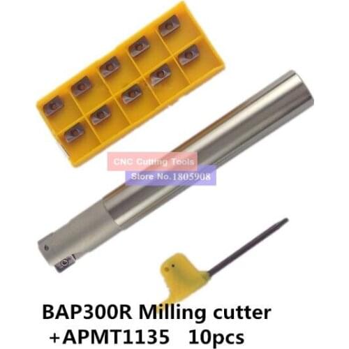 BAP300R C10 10 120 C12 12 120 C14 14 130 C16 16 150 C20 20 160+APMT1135 Indexable Milling Cutter Holder with Carbide CNC Insert