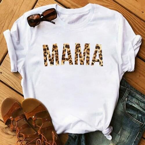 Women Mama Mom Leopard Letter Print Mother Clothing Tees Tops Graphic Female Ladies Womens Lady T-Shirt Tumblr T Shirt T-shirts