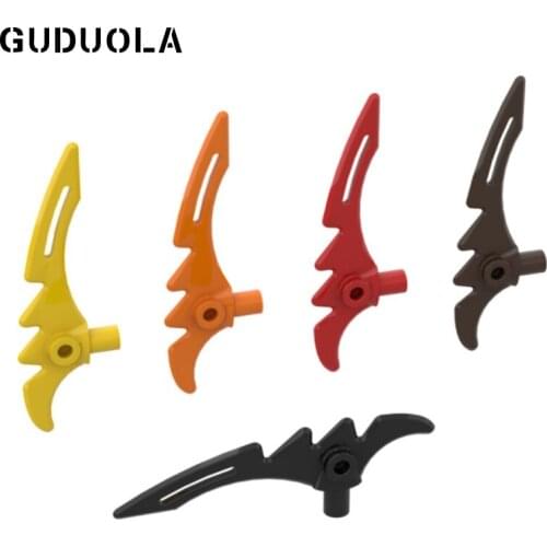 Guduola Minifig Weapon Crescent Blade Serrated with Bar 0.5L (98141) MOC Building Block Special Brick 120pcs/LOT