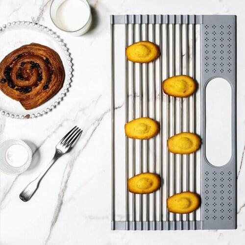 HGHO Kitchen Sink Roll-Up Dish Drying Rack Stainless Steel Tableware Drainer with Kitchen Sink Tableware Holder