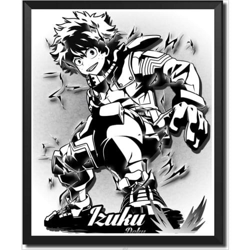 Izuku Poster OFA My Hero Academia Fan Art Design Anime Fabric Canvas Wall Art,20 x 25 cm,Stretched And Ready To Hang