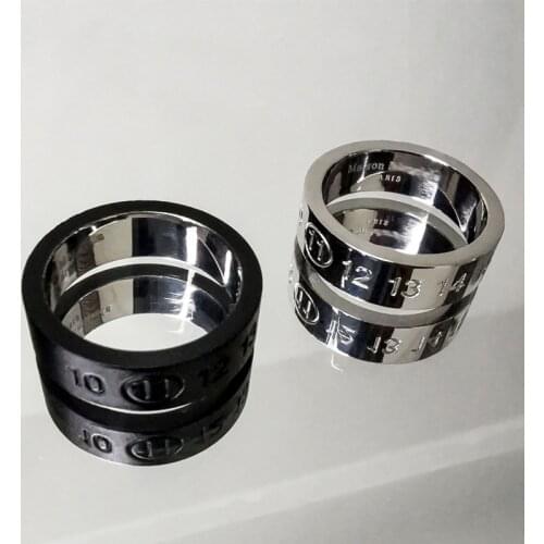 New Trendy Brand Personality Digital Engraving Titanium Steel Ring Wild Design Trend Style INS Ring Male And Female Couples