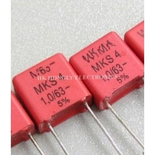 20PCS MKS4 1.0/63- 1.0UF 63V 105 5% P=7.5mm P=10mm P=15mm Capacitor
