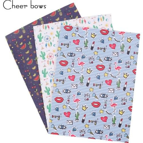 22*30CM Fashion Summer Fruits Pattern Leather Fabric DIY Bag Shoes Materials Apparel Sewing Fabric Home Textile Printed Fabric