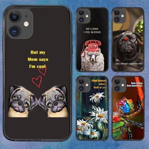 Pug Dog Daisy Sheep Phone Case For iphone 12 11 6 Mini Pro XS Max X XR 7 8 Plus Soft TPU Cover 12Pro 11Pro 12Mini