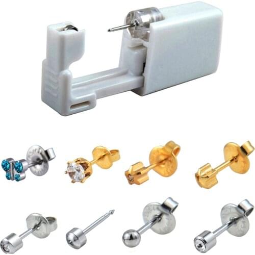 24pcs/Pack Disposable Easier Safe Sterile Ear Piercing Units Jewelry Stud Earring Piercing Gun Kit Butterfly, Heart, Round