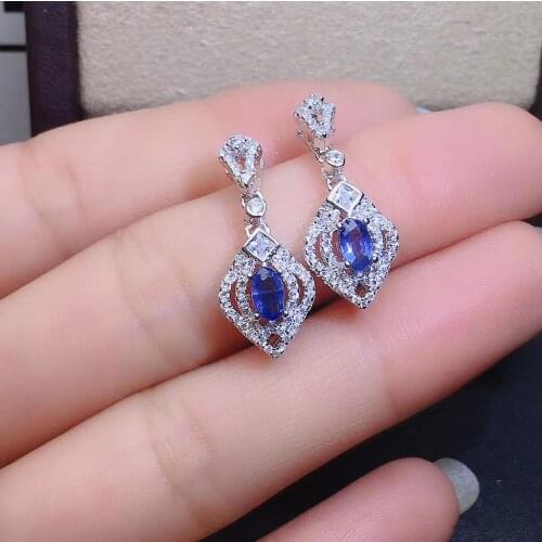 Natural And Real Sapphire Earring 925 sterling silver Fine jewelry For men women