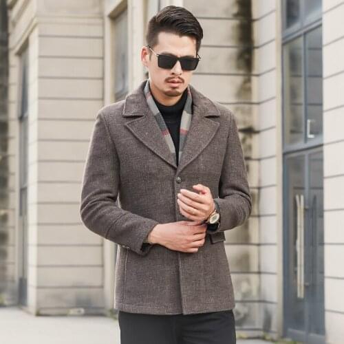 New Winter Wool Coat Men Leisure Sections Woolen Coats Mens Pure Color Casual Fashion Jackets / Casual Men Overcoat M-4XL