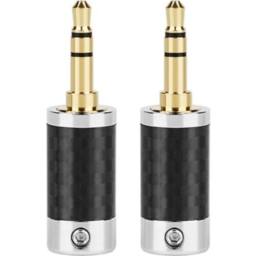 2/6/50pcs Jack 3.5mm Connector 3 Poles Gold-plated Stereo 3.5 mm jack DIY Earphone Adapter Carbon Fiber Plug For Upgrade Cable