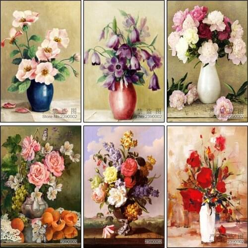 Peony Modern Home Decoration 5d Diy Diamond Painting Flowers Needlework 3d Square Drill Diamond Mosaics Embroidery Painting Vase
