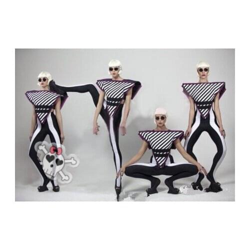 Night club dress DJ dance group DS show geometric patterns stage show costumes nightclub modern dance singer wear