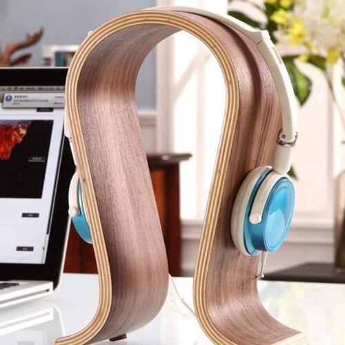 Headphone Stand Earphone Bracket Headset Hanger Wood Desk Display Stand U Shape