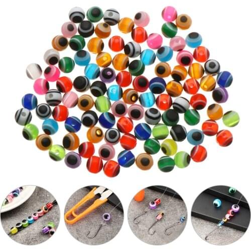 4/5/6/8/10/12mm 100Pcs Mixed Color Luminous Fish Eye Fishing Beads Carolina Taxes Rigs Fishing Lures Fly Tying DIY Bass Tackle