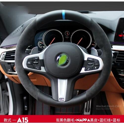 Real Alcantara steering wheel cover for BMW 1 3 5 7 Series X1 X3 X5 X7 hand-stitch suede Auto parts Hand grip car accessories
