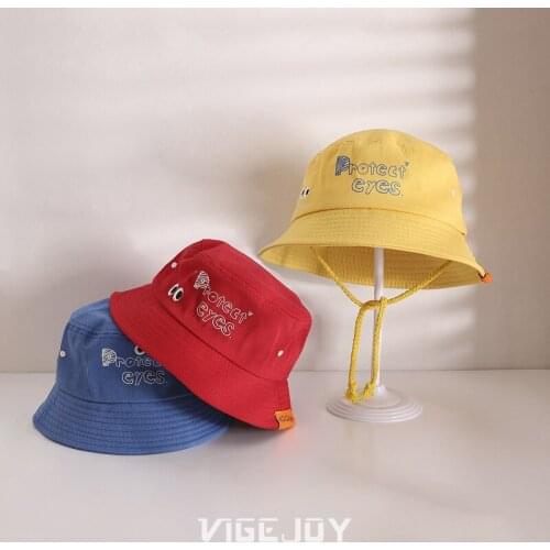 Spring Summer Baby Caps Lovely Cartoon Letter Pattern Kids Boys Girls Sun Hats Autumn Cotton Children Bucket Hat Toddler Hat