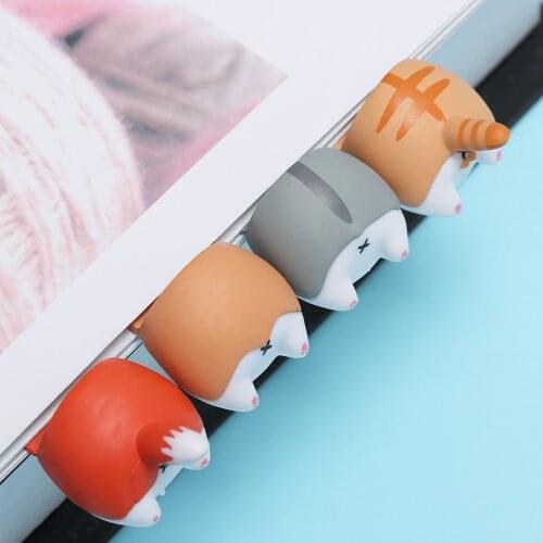 1 PC Lovely 3D Stereo Cartoon Cat Dog Ass Bookmarks Novelty Hamster Corgi Reading Book Markers for Kids Stationery School Suppli