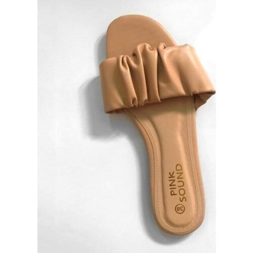 New Leisure Summer Womens Slides Fashion PU Anti-skid Outsize Shopping Slippers Flat TPR Soled Female Beach Sandals