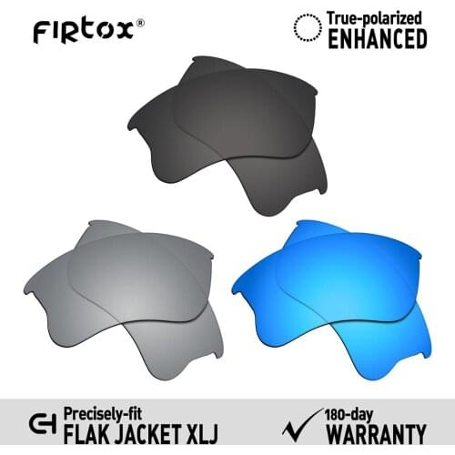 Firtox True UV400 Polarized Lenses Replacement for-Oakley Flak Jacket XLJ Sunglasses (Lens Only) - Black+Titanium+Blue
