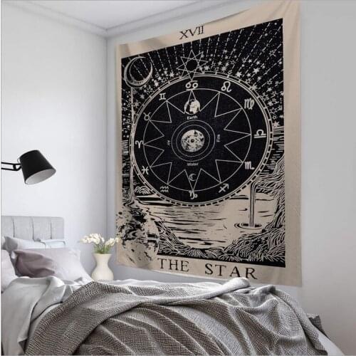 Tarot Tapestry Astrology Divination Bedspread Beach Mat Wall Hanging Sun Moon Wall Carpet Psychedelic Tapiz Witchcraft Cloth