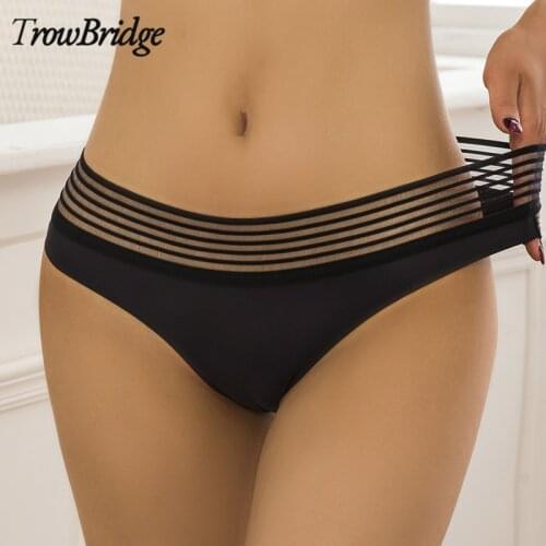 TrowBridge Sexy Womens Thong Panties Waist Hollow G-Strings Silk Seamless Underwear Fashion Lingerie Cozy Tanga Soft Underpants