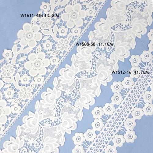 Embroidery High Quality 10YARDs White Silk Embroidered Lace Ribbon Milk Lace Fabric Sewing Applique Lace Wedding DIY