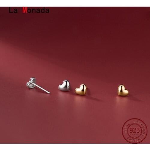 La Monada Women Silver Earrings 925 Stud Heart Small Earrings For Girls Stud Earrings Korean Women Jewelry Cute Glossy Female