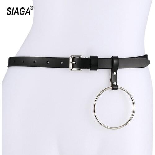 Ladys Large Iron Ring Iron Decorative Buckle Belt Fashion Design Edition Wild Cowhide Skin Leather Thin Belts FCO067