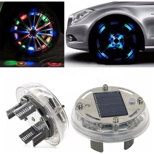1pcs 4 Modes 12 LED RGB Car Auto Solar Energy Flash Wheel Tire Light Lamp Decor