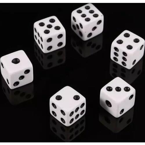 10pcs 16mm Dice Acrylic White Dice Hexahedron Fillet Black Points Clubs KTV Dedicated Entertainment Dice Set