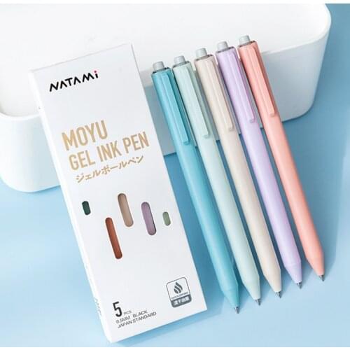 5pcs MOYO Gel Ink Pen Set Morandi Color Barrel Quick Dry 0.5mm Ballpoint Black Ink Pens for Writing Office School Student A6258