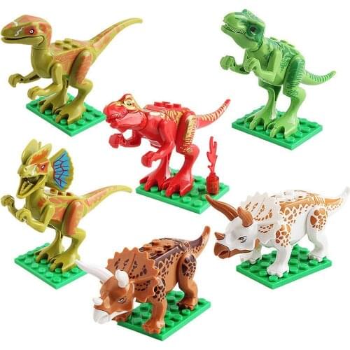 6PCS/set Assemble Dinosaur Building Block Toys Children Compatible Blocks Dinosaurs Jurassic Park World Bricks Model Kids Toy