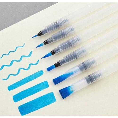 6 PCS Set Water Paint Soft Brush Pen Watercolor Brush Pen refillable Nylon Brush Tip Pen For Painting Drawing Art Supplies