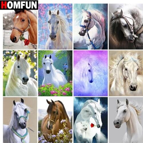 HOMFUN 5D Diamond Embroidery Needlework Kit "Animal horse flower" Diy Diamond Painting Cross Stitch Home Decoration Gift