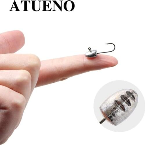 ATUENO 10Pcs Fishing Hook High Carbon Steel Sharp Barbed Offset Narrow Bait Hook 2g 3g 5g 7g 10g 10pcs/lot