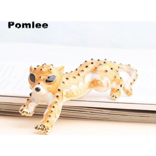 Pomlee Enamel Leopard Brooches For Women Animal Yellow And Blue Broches Fashion Bijouterie Broche Femme Bijoux De Luxe