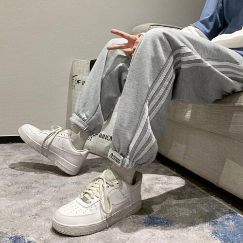 Fashion Mens Black Korean Harem Trousers 2021 High Quality Cozy All-match Students Daily Tie Feet Loose Casual Pants Plus Size