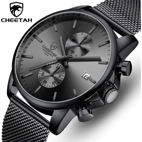 CHEETAH Men Watch Top Brand Luxury Fashion Stainless Steel Sports Quartz Watches Mens Casual Business Watch Relogio Masculino
