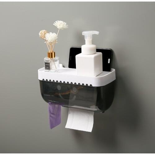 Bathroom Toilet Paper Holder Waterproof Wall Mount For Phone Toilet Paper Tray Kitchen Roll Paper Tube Storage Tray Tissue Box