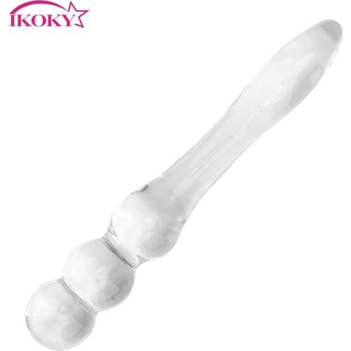 IKOKY Dildo Erotic Butt Plug Glass Beads Anal Plug Anus Backyard Stopper Anal Plug Dildo Butt Stimulation Prostate massage