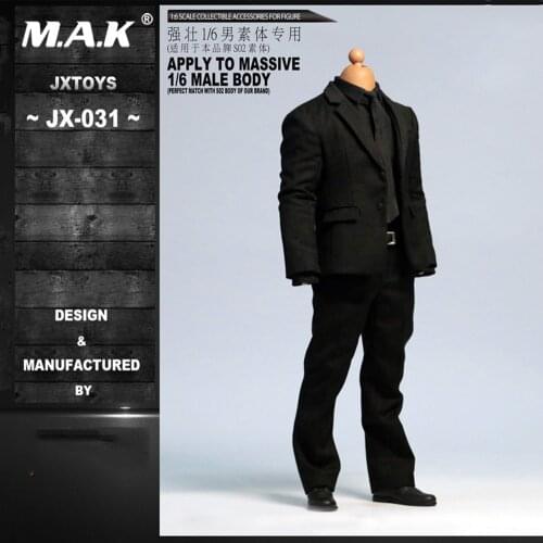 JX031 1/6 Scale Male Figure Gentleman Clothes Big Suit Set Clothes and Shoes Model for 12'' Massive Strong Action Figure Body